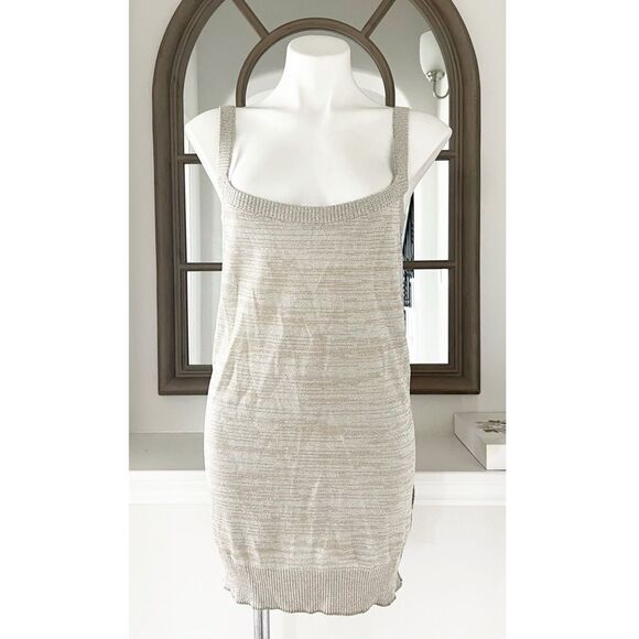 Dolce & Gabbana (Made in Italy) Knit Top, Metallic Tan Silver, NWT, Size 48 - Picture 3 of 9